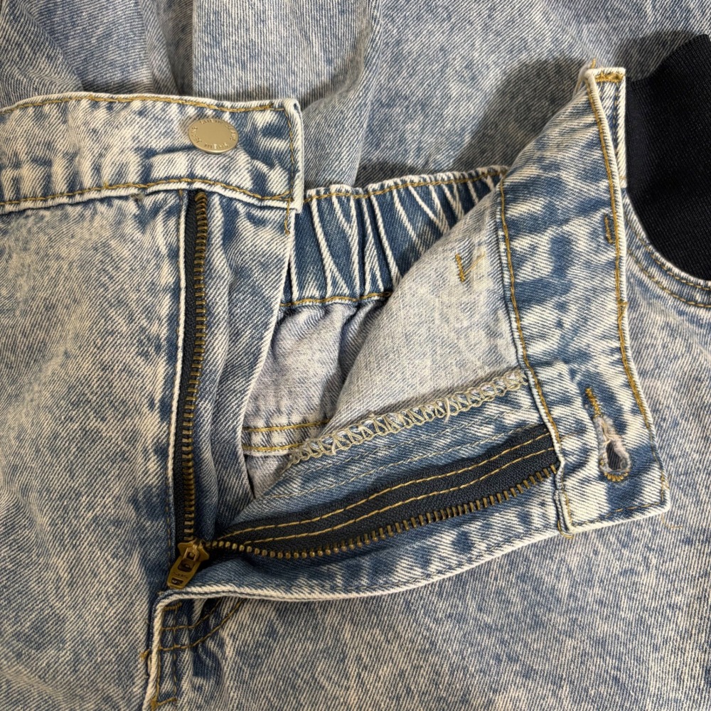 Wide Leg Comfortable Jeans Elastic Waist High Rise Acid Wash Blue Size 14 - Picture 5 of 12